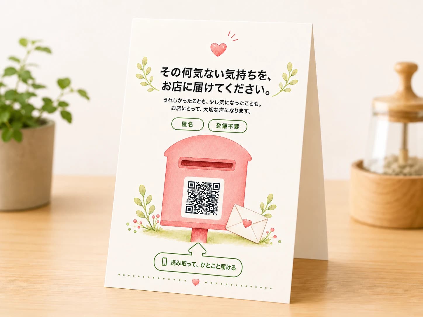 お客さまの気持ちを受け取るQRポストカード