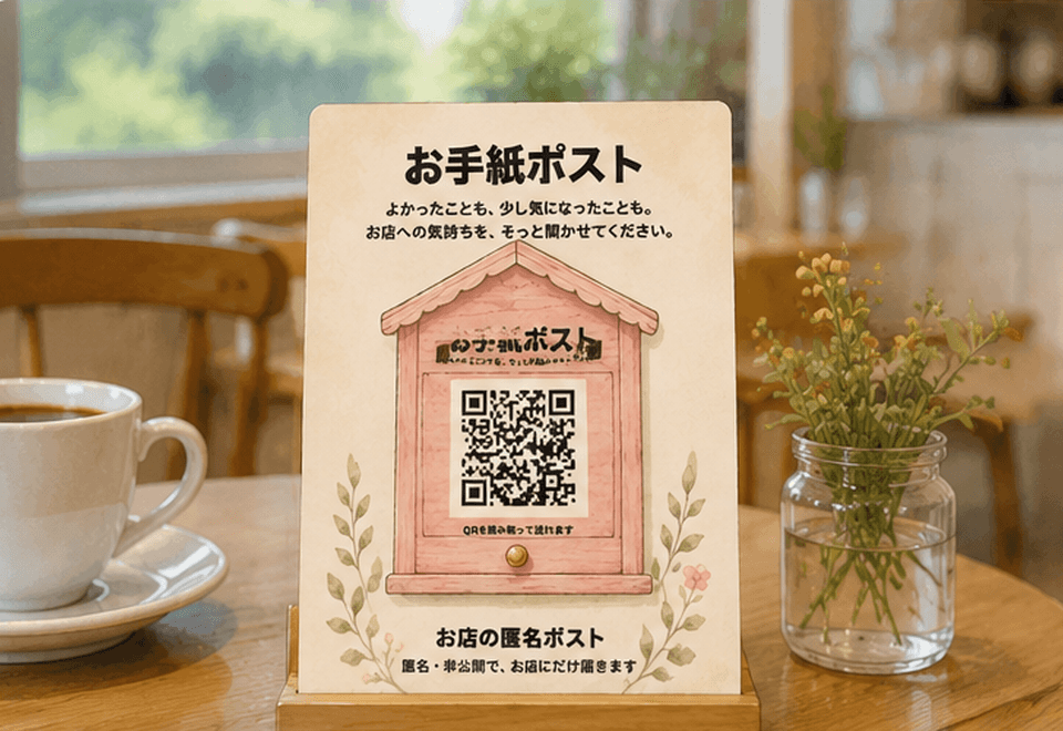テーブルにQR付きカードを設置するイメージ
