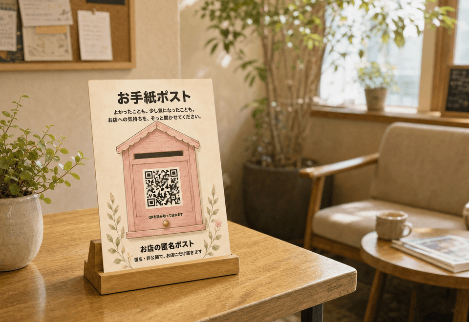 待合スペースにQR付きカードを設置するイメージ